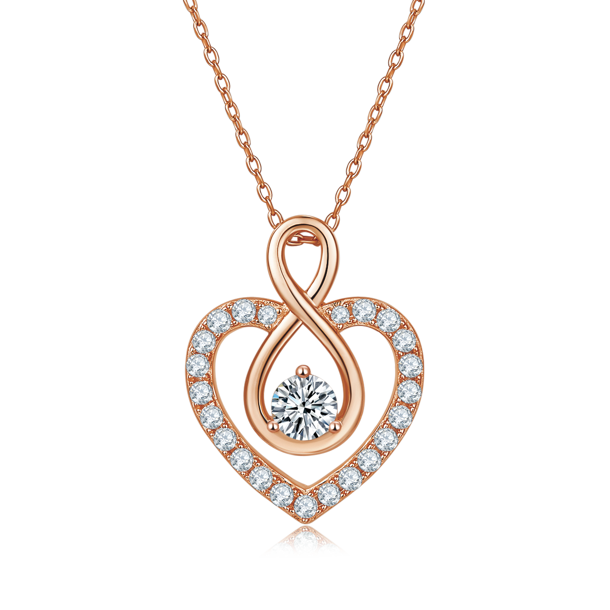 Round main stone infinite love pendant S925 silver Moissanite cherry stone D-grade 1.0CT